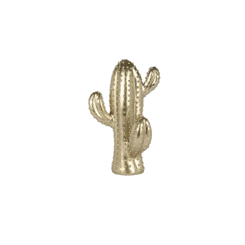 Ambienti Glamour Scultura Cactus Dorato Oro Metallizzato H 54 cm