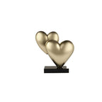Ambienti Glamour Scultura Cuori Dorati Oro Metallizzato H 52 cm Base Marmo Nero