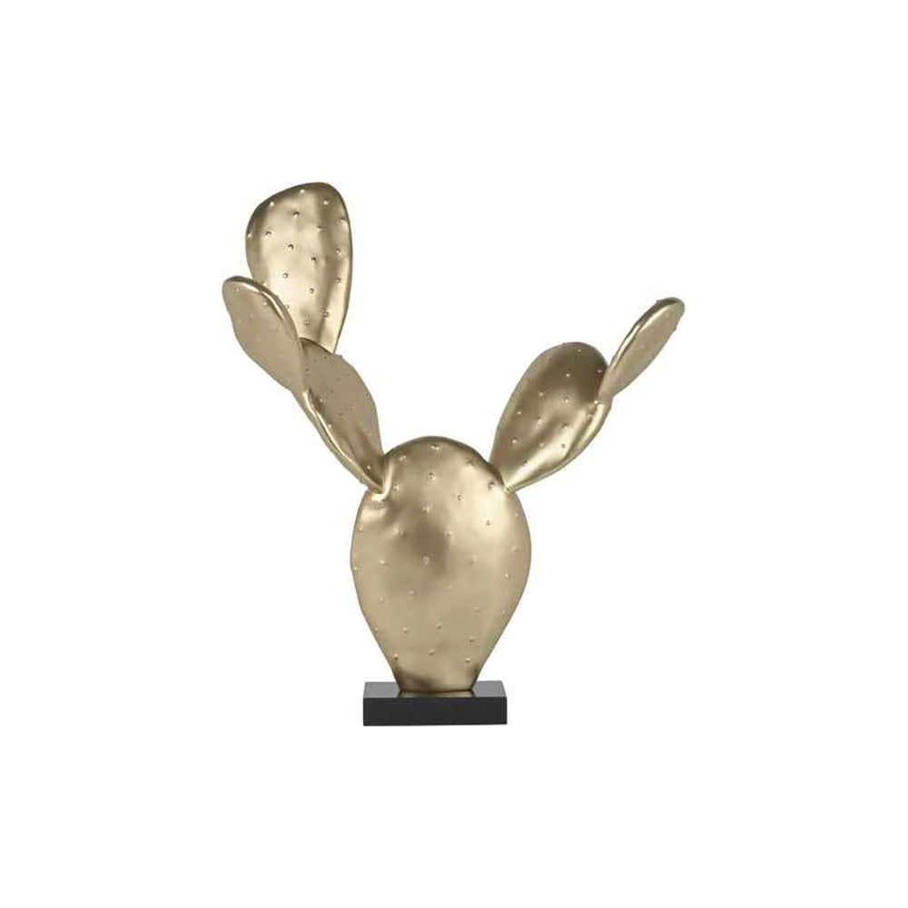 Ambienti Glamour Scultura Fico India Oro Metallizzato H 61 cm Base Marmo Nero