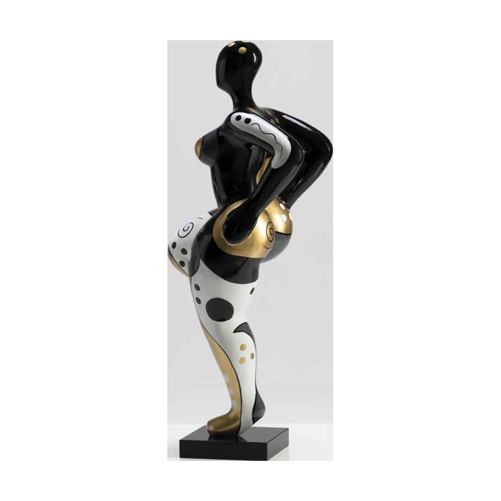 Ambienti Glamour Scultura Gold Grandmother Oro Metallizzato H 138 cm Base Marmo Nero