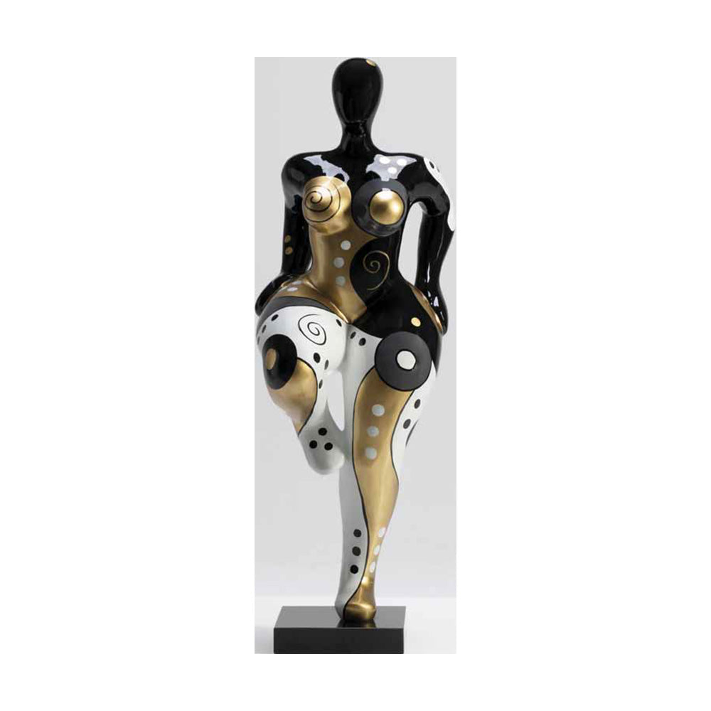 Ambienti Glamour Scultura Gold Grandmother Oro Metallizzato H 138 cm Base Marmo Nero