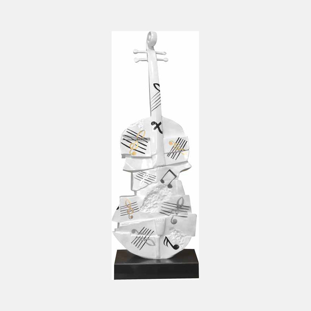 Ambienti Glamour Scultura Gold Musical Note Oro H 75 cm Base Marmo Nero
