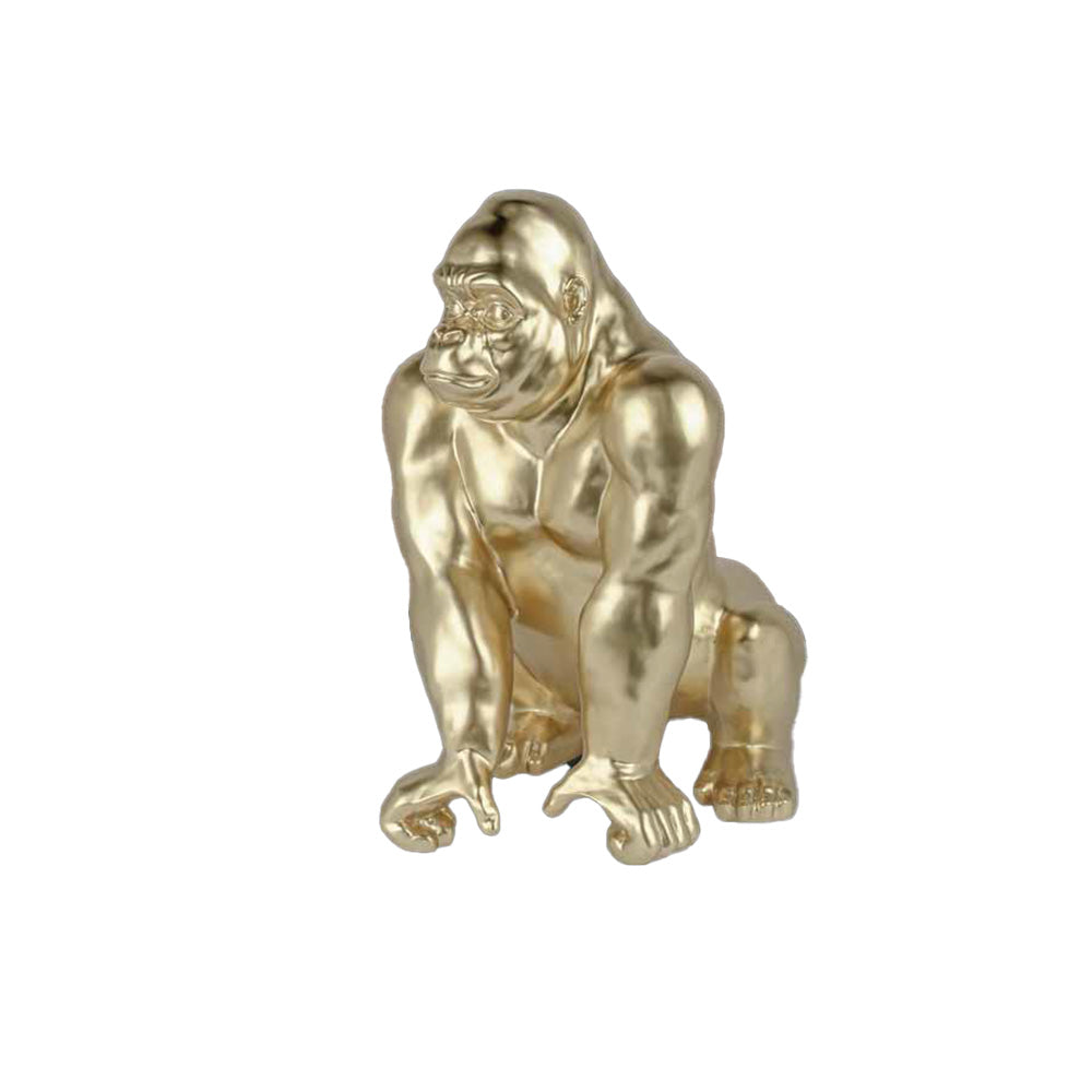 Ambienti Glamour Scultura Gorilla Dorato Oro Metallizzato H 57 cm