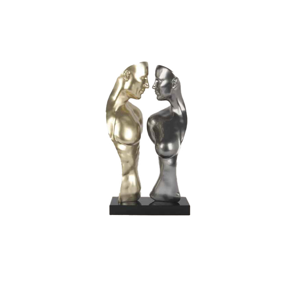 Ambienti Glamour Scultura Insieme Oro Antracite Metallizzato H 60 cm Base Marmo Nero