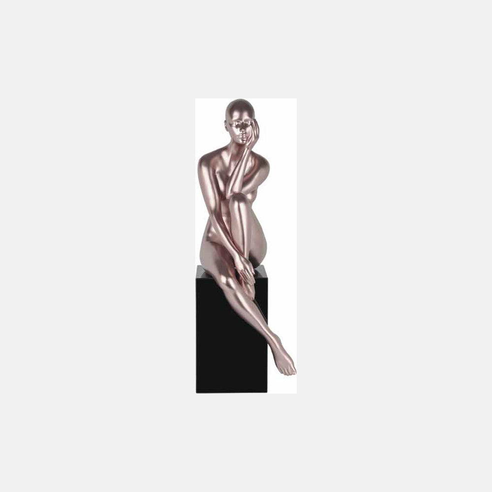 Ambienti Glamour: Scultura "Louise Veronica" Rosa Metallizzato H 70 cm Base Marmo Nero