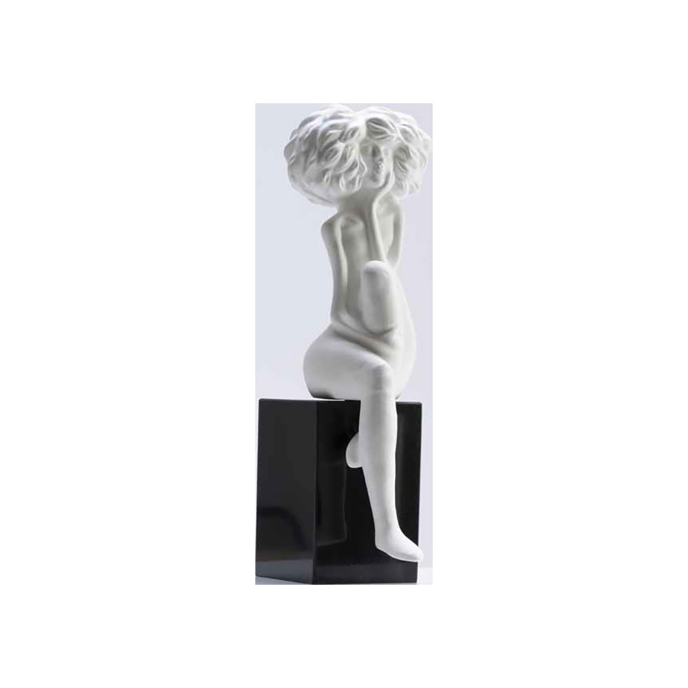 Ambienti Glamour Scultura Matt Lady Bianco Opaco H 43 cm Base Marmo Nero