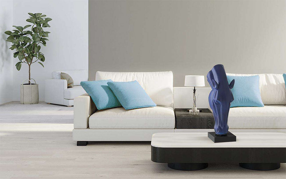 Glamour Environments Sculpture Medium Blu Horse Glossy Metallic Blue