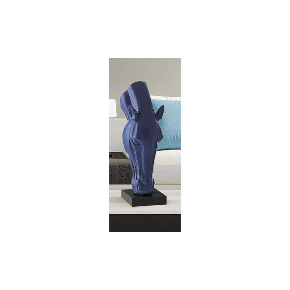 Glamour Environments Sculpture Medium Blu Horse Glossy Metallic Blue