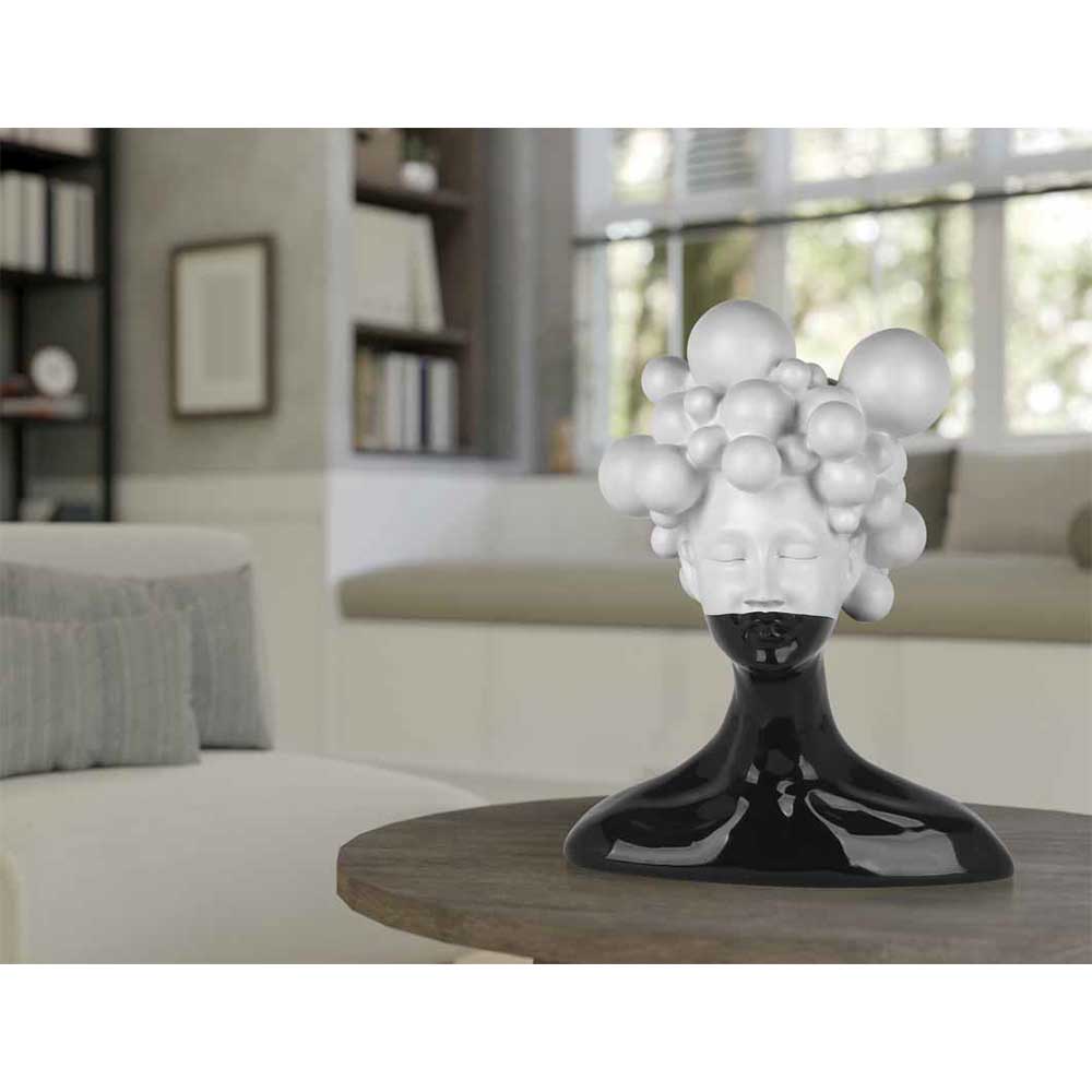 Ambienti Glamour Scultura Nemesi Bianco Nero H 47 cm