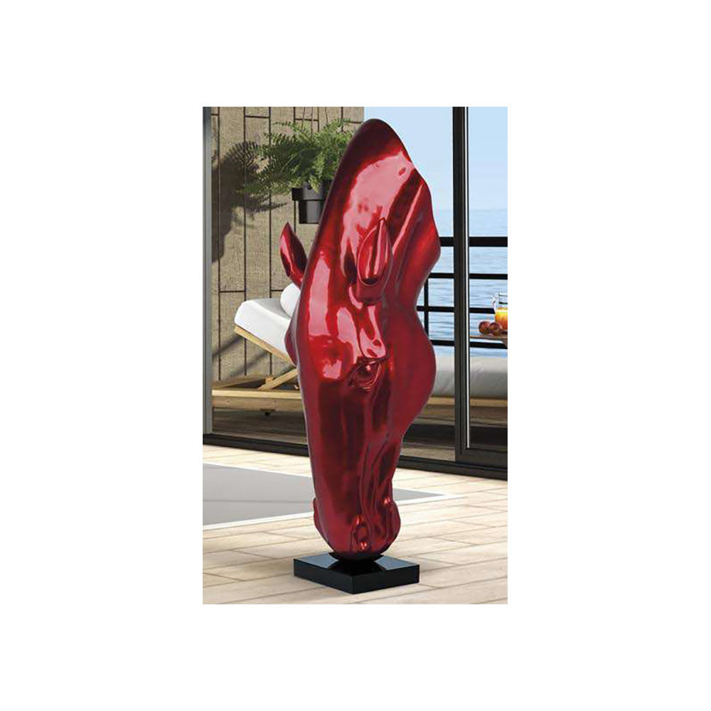 Ambienti Glamour Scultura Red Horse  Rosso Metallizzato Lucido