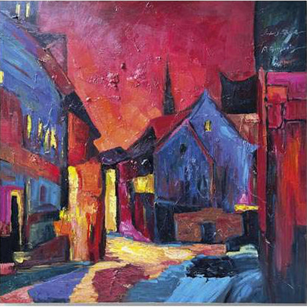 Quadro Il Paese Incantato 100x100 cm Dipinto su Tela Quadrato | Ambienti Glamour