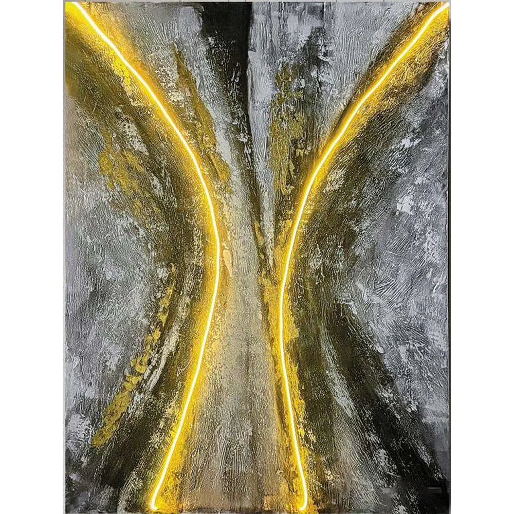 Quadro con Led Universo 150x200 cm con Foglia d'Oro su Tela | Ambienti Glamour
