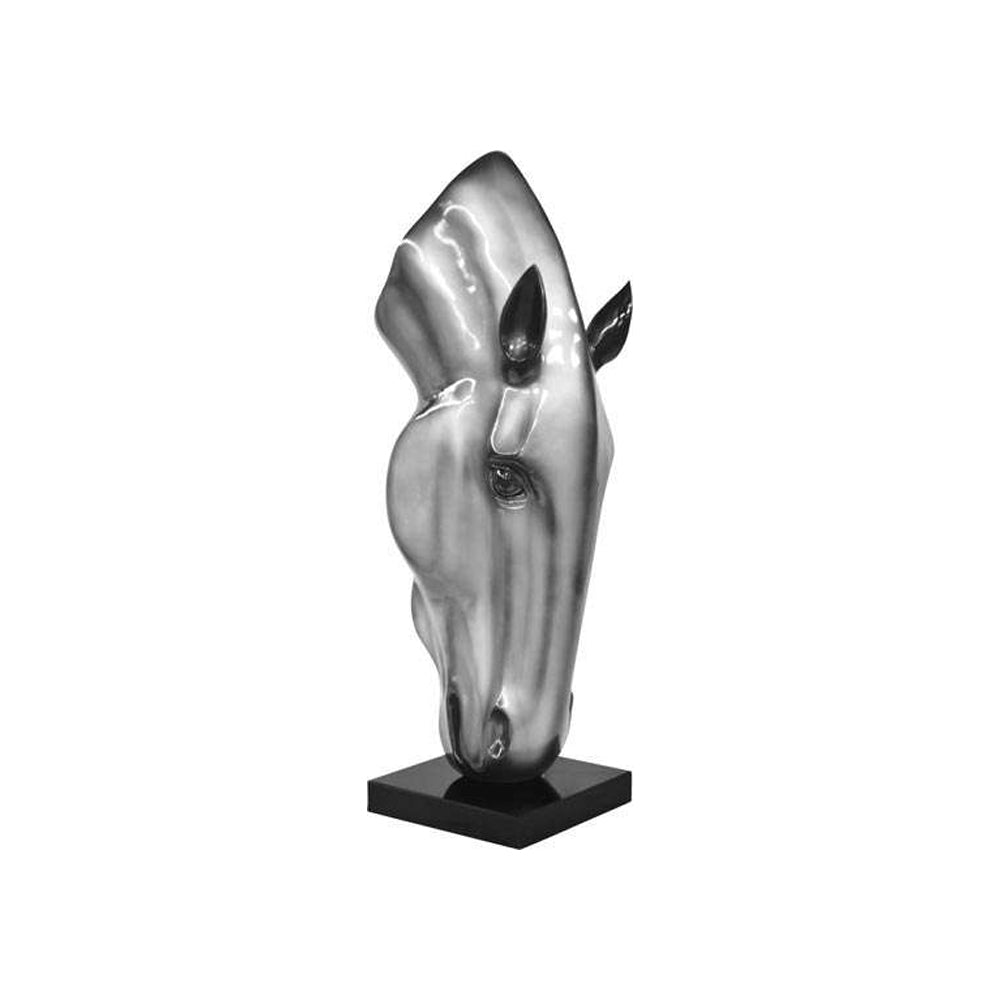 Scultura Med Silver Horse 107cm | Silver Antracite | Ambienti Glamour