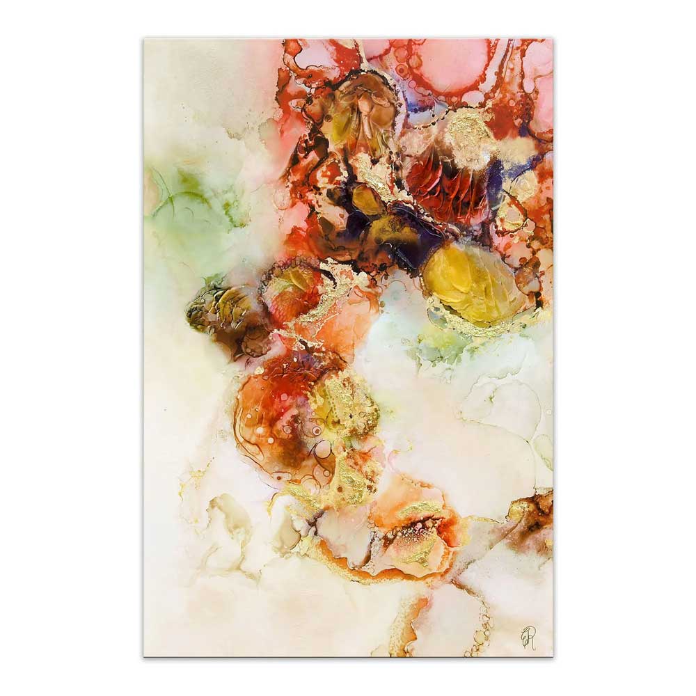 Quadro Astratto Moderno con Rilievi - Arancio, Giallo e Rosso - Firmato Edgar Ramirez