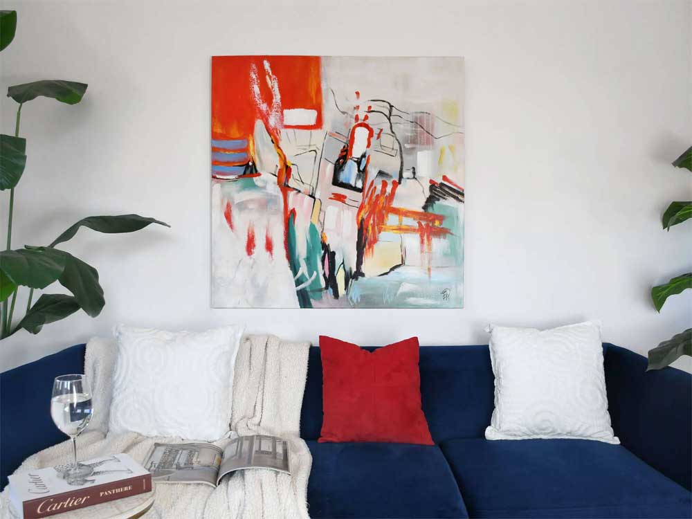 Quadro Astratto Materico Stile Graffiti Rupestri | Rosso | ADM