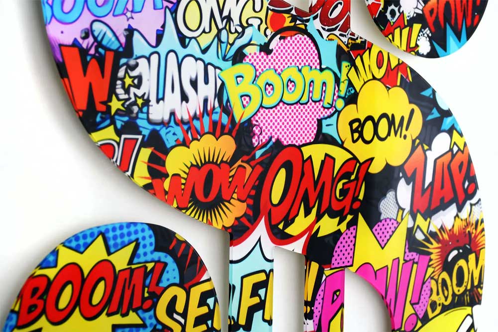 Pannello in Plexiglass Pop Art | Simbolo Dollaro Decorato a Mano | ADM