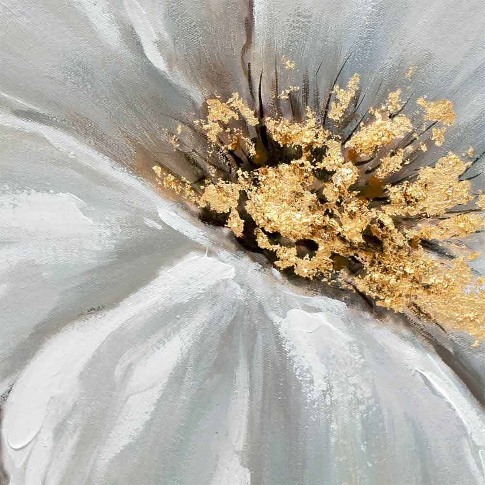 Trittico Floreale Moderno | Peonie Bianche Dipinte a Mano | ADM