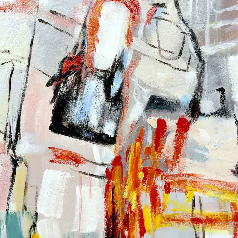 Quadro Astratto Materico Stile Graffiti Rupestri | Rosso | ADM