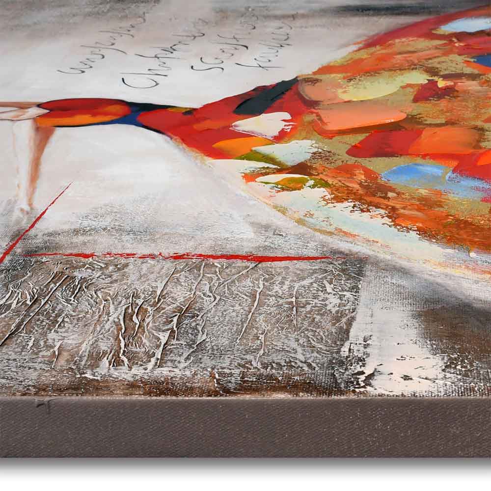Quadro Figurativo Donna in Rosso e Oro | Fatto a Mano | ADM
