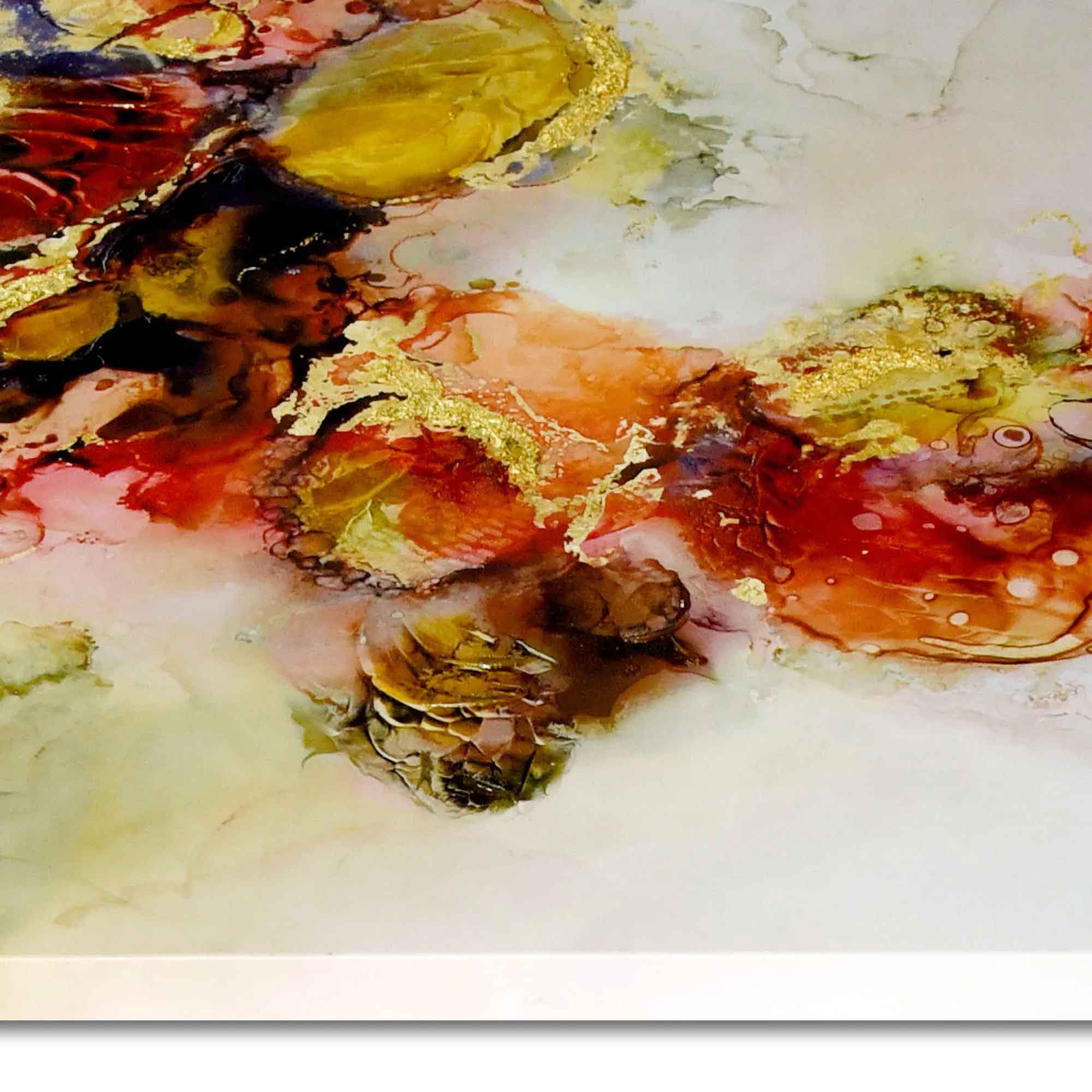 Quadro Astratto Moderno con Rilievi - Arancio, Giallo e Rosso - Firmato Edgar Ramirez