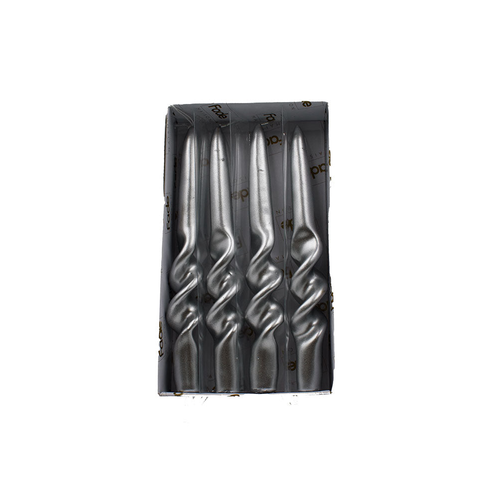 Fade Set 4 Silver Candles 3x22 cm