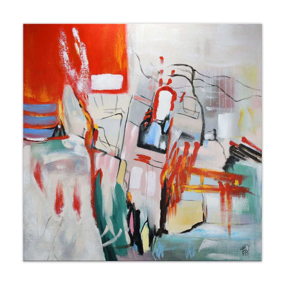 Quadro Astratto Materico Stile Graffiti Rupestri | Rosso | ADM