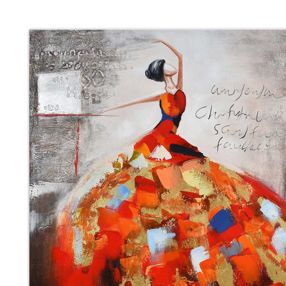 Quadro Figurativo Donna in Rosso e Oro | Fatto a Mano | ADM