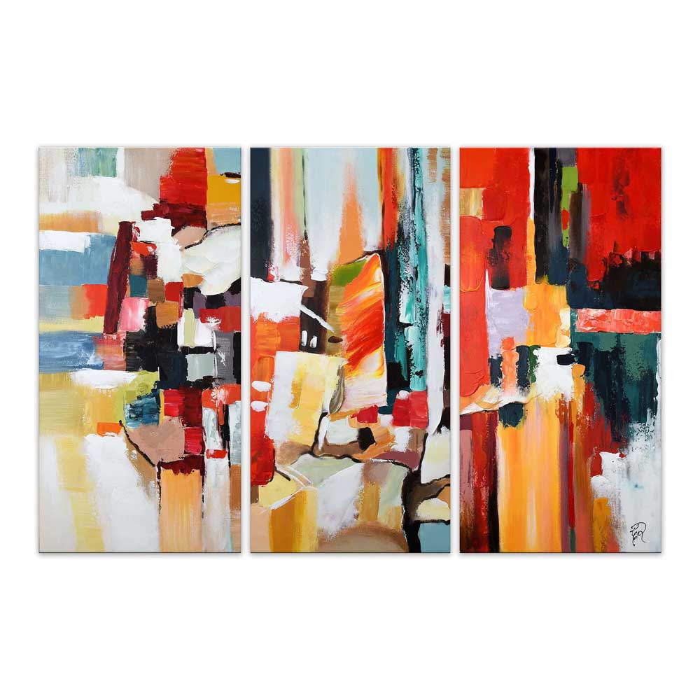 Trittico Moderno Stile Graffiti | Dipinto a Mano Multicolore | ADM