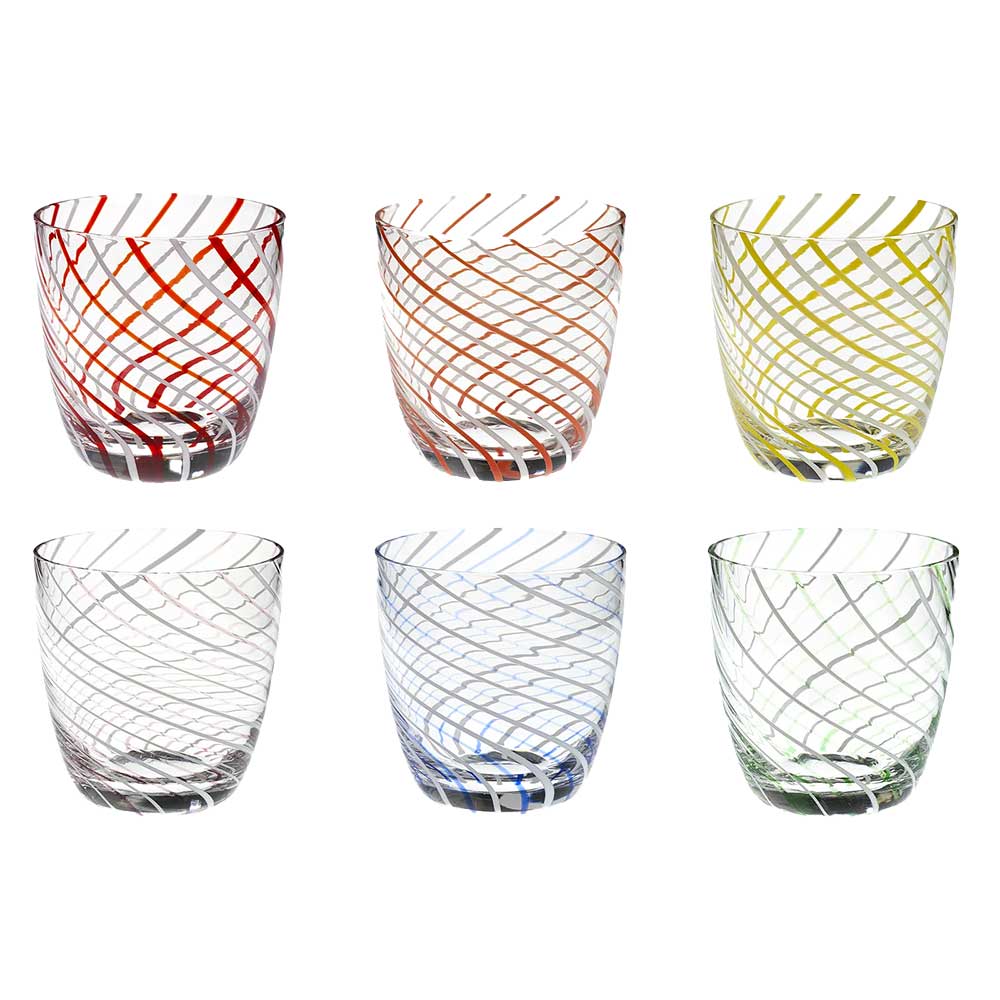 Galbiati Milano Meltemi: Set 6 Bicchieri in Vetro Soffiato Colorato