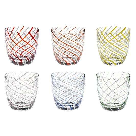 Galbiati Milano Meltemi: Set 6 Bicchieri in Vetro Soffiato Colorato