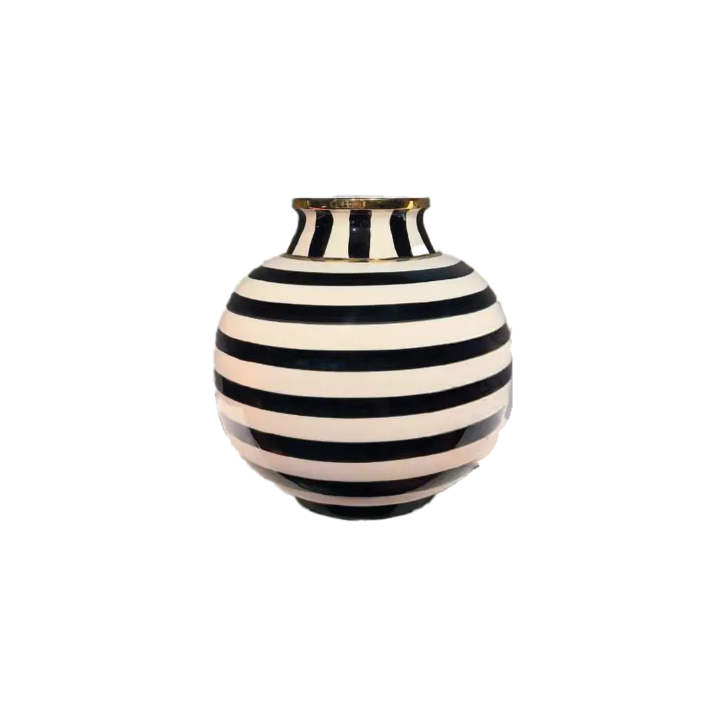 Giara Kengsinton 25cm | Bianco Nero Oro | Ambienti Glamour