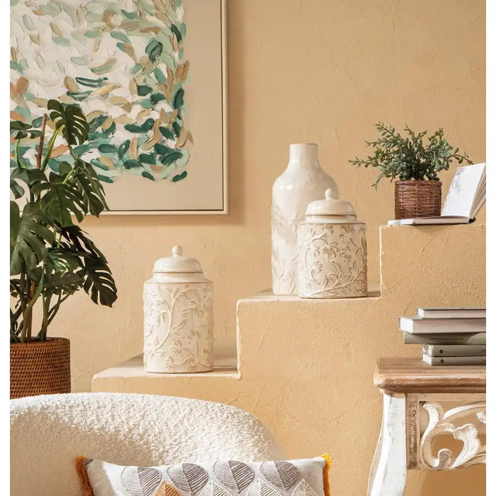 Giara Grande Ceramica Decoro Floreale Anticato | L'Oca Nera