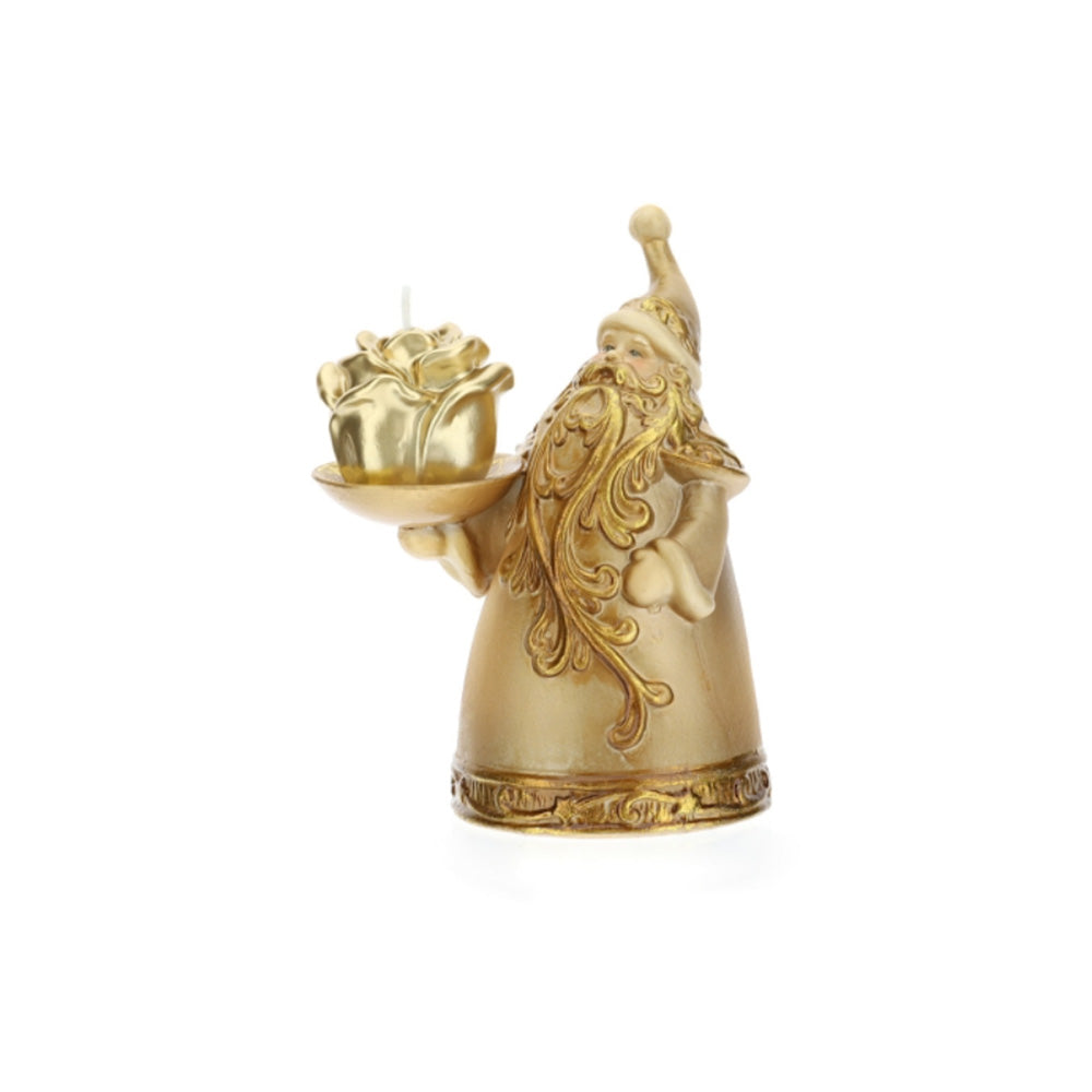 Hervit Santa Claus with Candle Gold 14 cm