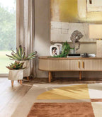 L'Oca Nera  Cache-Pot Basso Neo Classic, Ceramica e Legno, 1S147