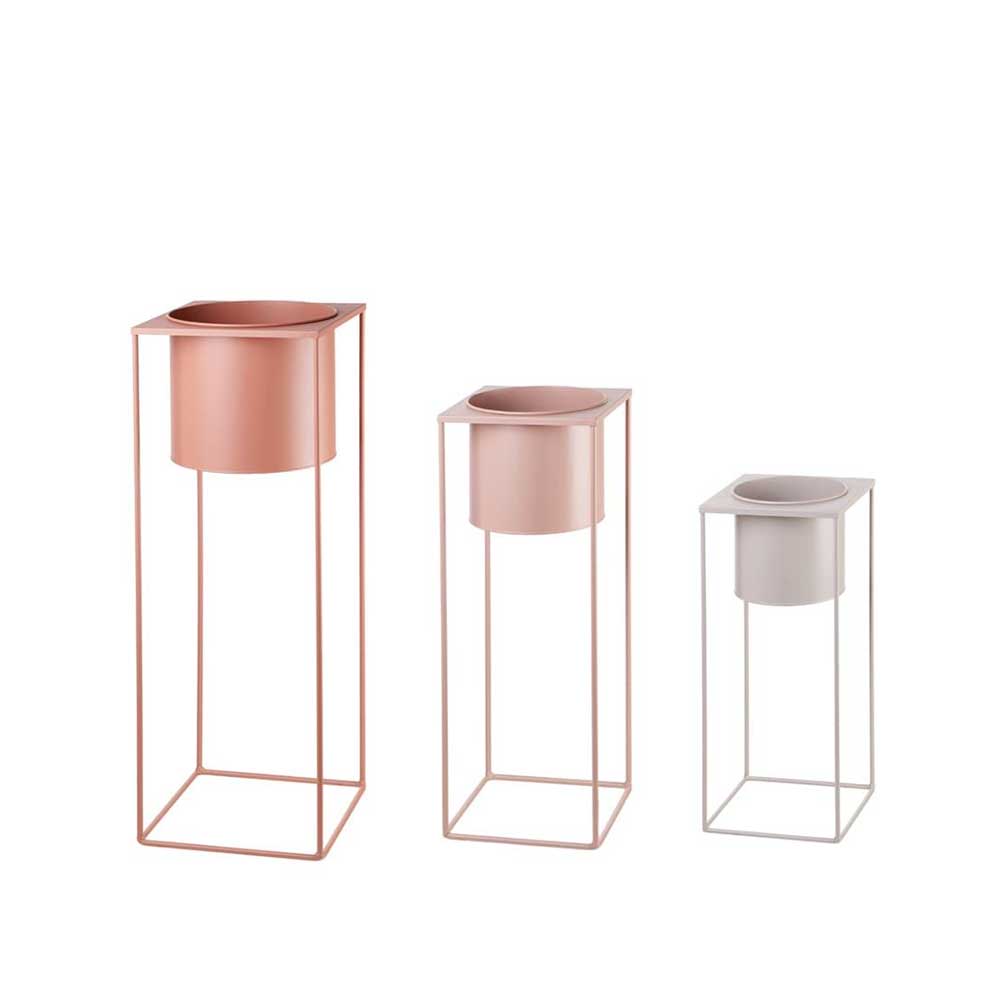L'Oca Nera Set Tre Cache Pot Rettangolari Metallo 1S146