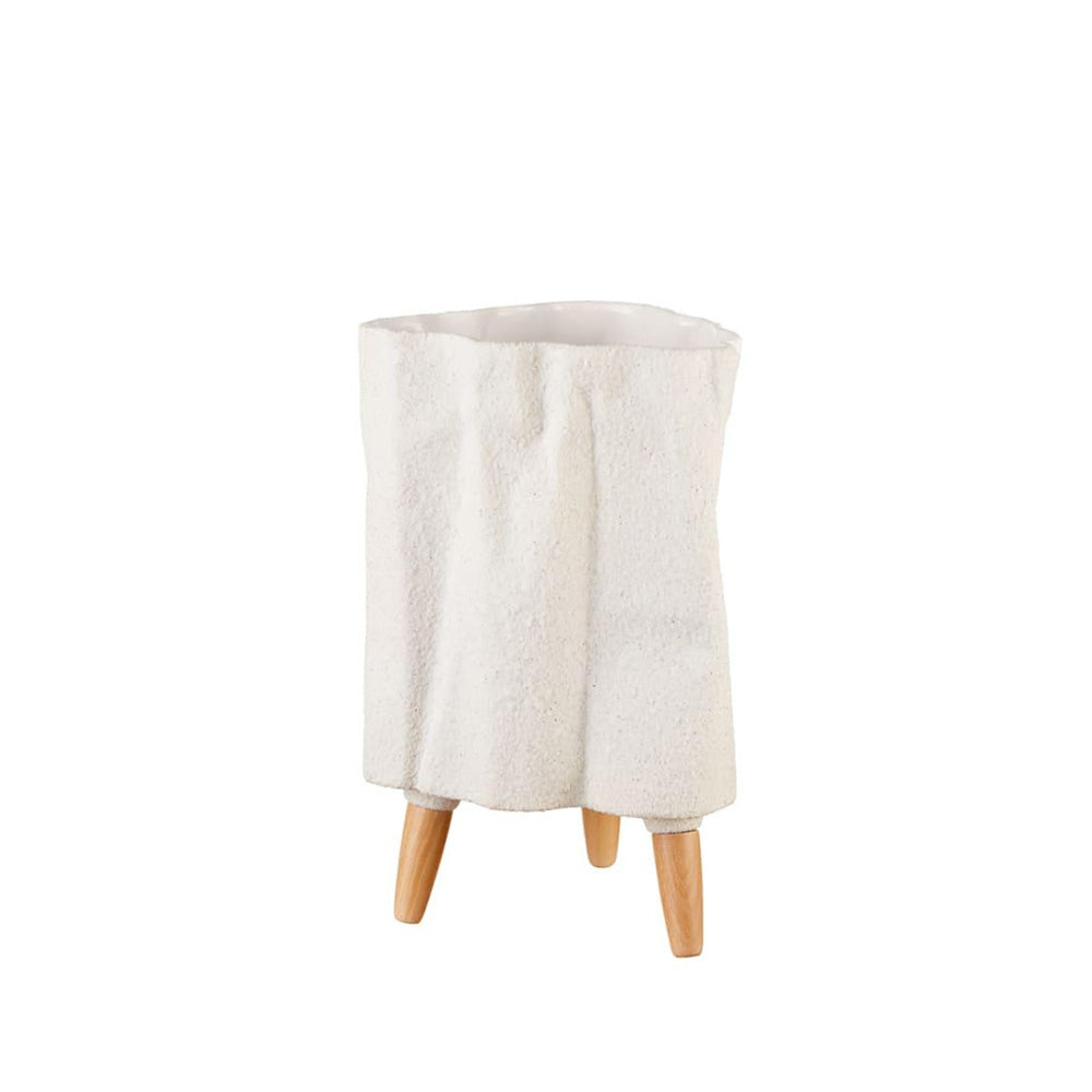L'Oca Nera Cache-Pot Alto Neo Classic 1S148 Ceramica e Legno