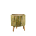 L'Oca Nera Cache-Pot Basso Ceramica e Legno, Stile Jungle Ethno Chic 1S138