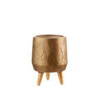 L'Oca Nera Cache-Pot Basso Oro Ethno Chic 1S132 | Ceramica e Legno