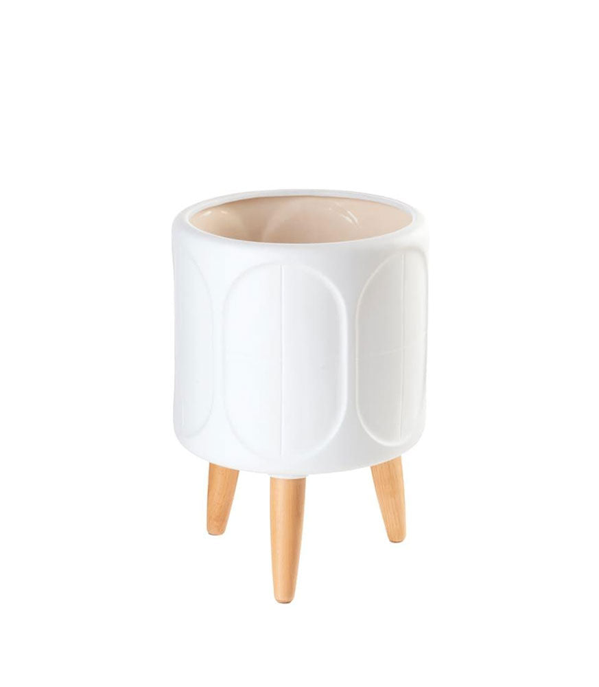 L'Oca Nera Cache-Pot Basso Urban con Piedini in Legno, 1S149
