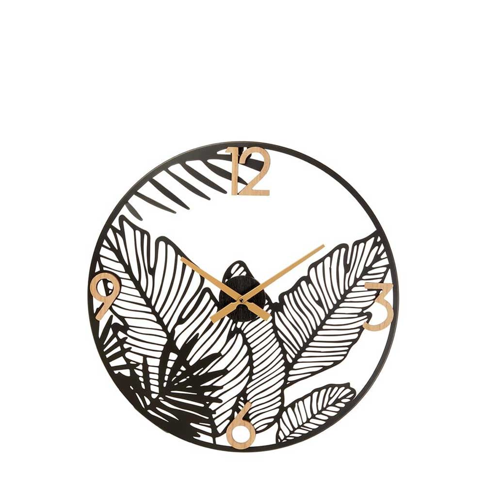 L'Oca Nera Orologio da Parete in Metallo Floreale Design Dorato