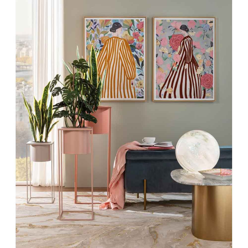 L'Oca Nera Quadro Serigrafia Figura Femminile su Sfondo Floreale con Cornice