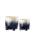 L'Oca Nera Set 2 Cache-Pot Ceramica Blu Mediterraneo 1S128