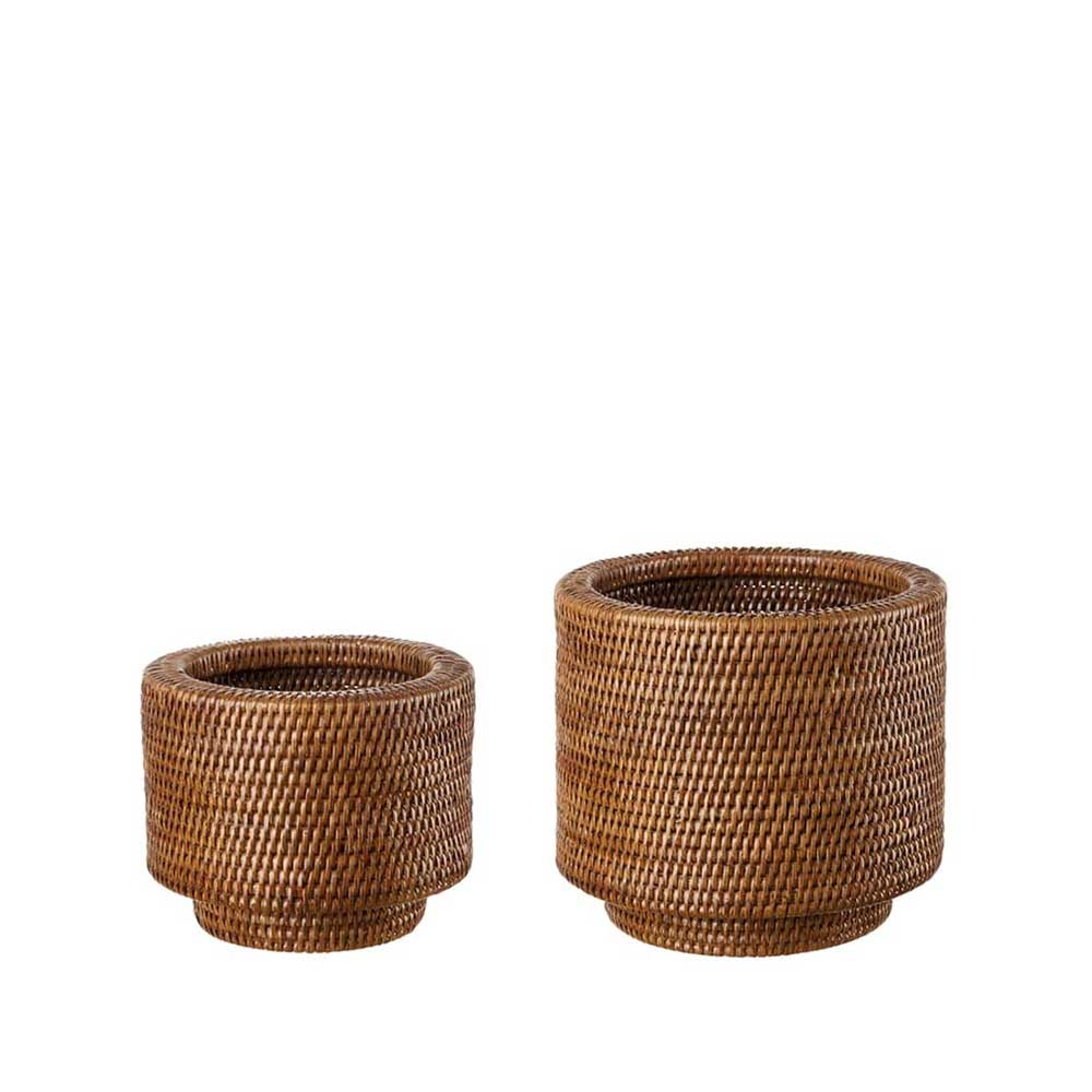 L'Oca Nera Set di Cache-Pot in Rattan 1R120 - Complementi d'Arredo