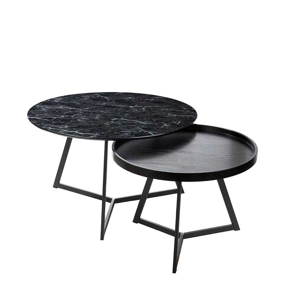 The Black Goose Set of 2 Round Tables Black 1J174
