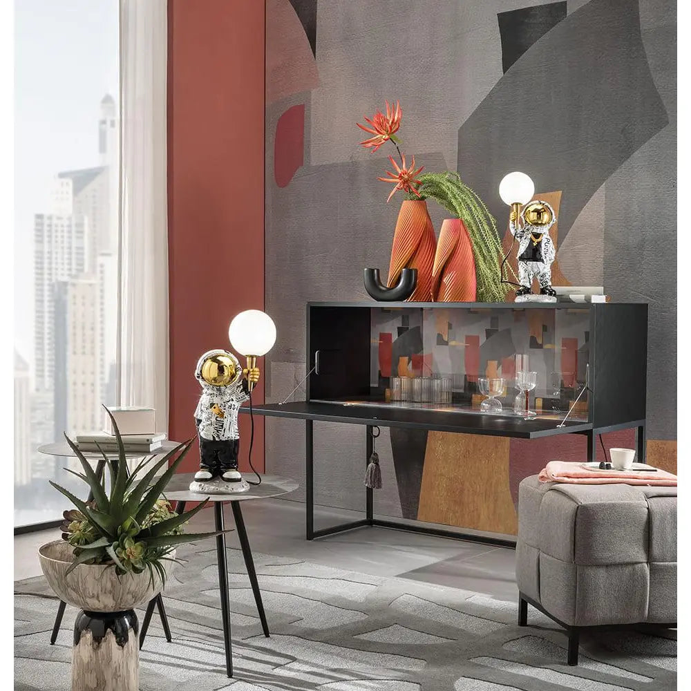 Consolle a Ribalta con Texture Diamantata e Decoro Geometrico | L'Oca Nera