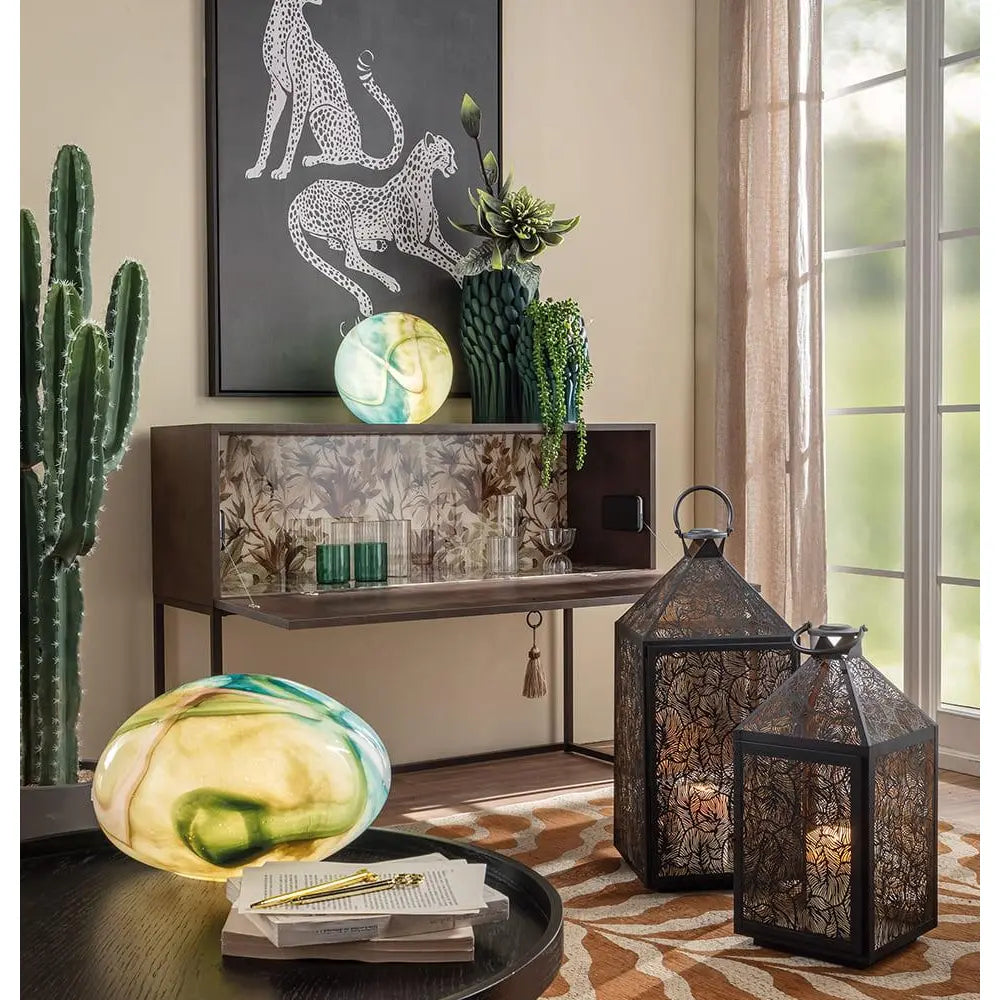 Consolle a Ribalta con Texture Diamantata e Decoro Jungle | L'Oca Nera