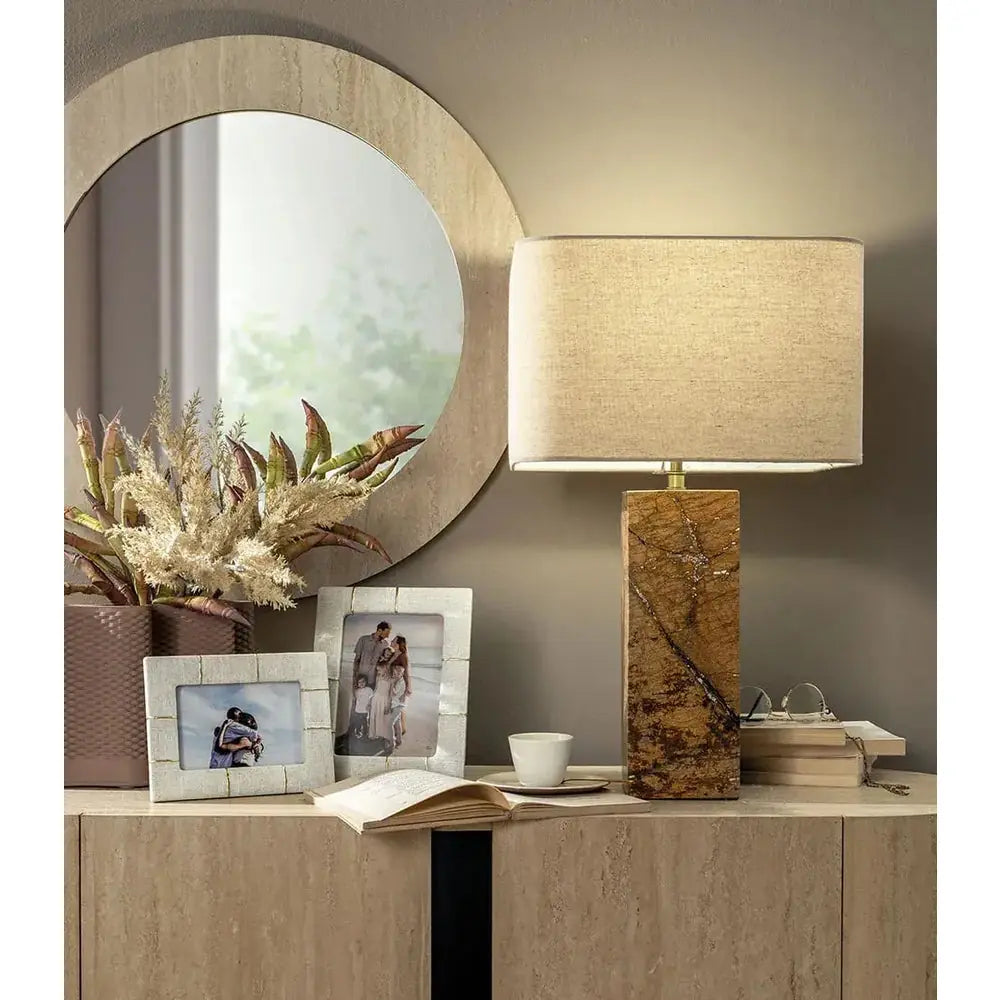 Lampada da Tavolo in Marmo e Lino Neo Classic | L'Oca Nera