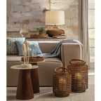 Lampada da Tavolo in Rattan e Lino Modern Country | L'Oca Nera