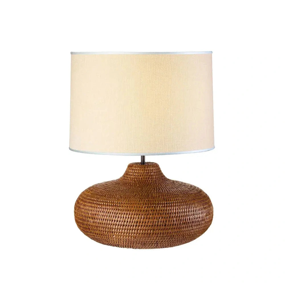 Lampada da Tavolo in Rattan e Lino Modern Country | L'Oca Nera