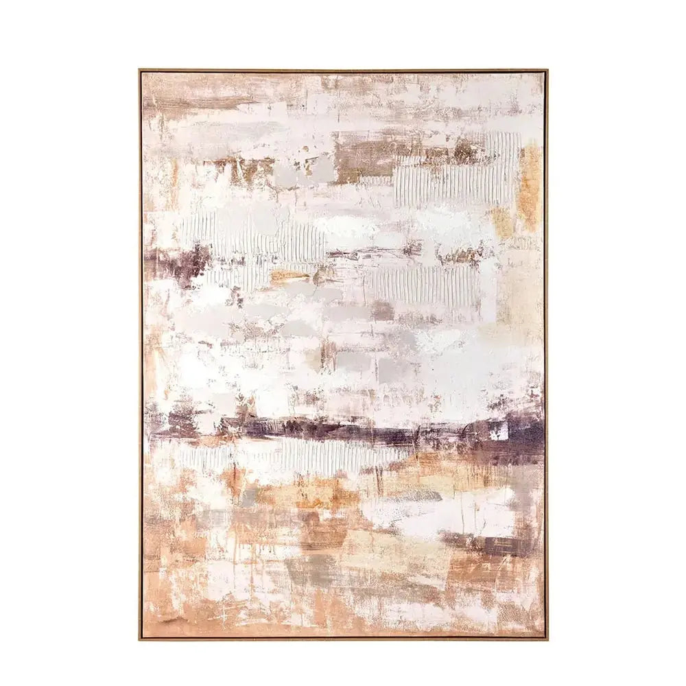Quadro Moderno Astratto Colori Neutri con Gessatura | L'Oca Nera